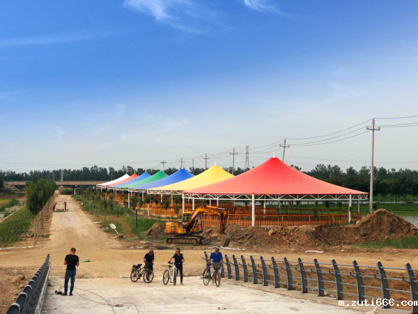 天津曙光水镇乡村萌宠乐园景观膜结构      直径25米  7组圆  单个面积：约640平方